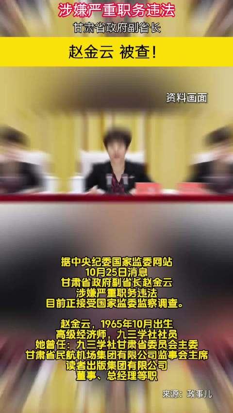 甘肃省政府副省长赵金云被查，清廉形象与现实的警示