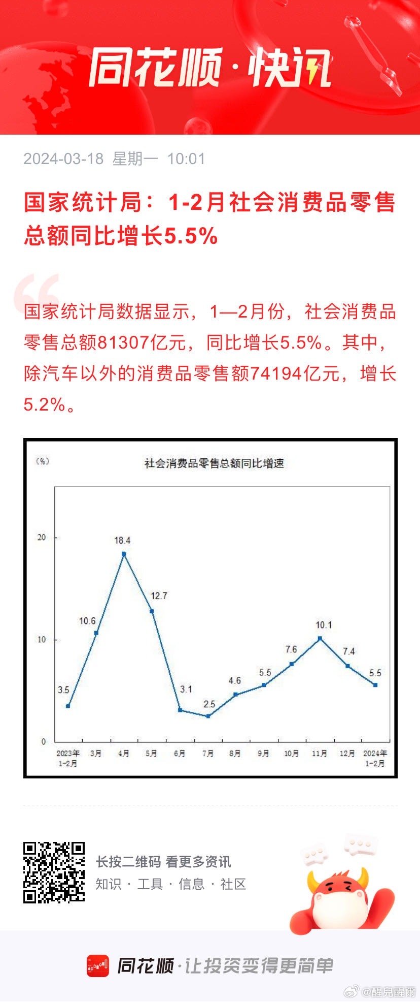 国家统计局，消费品行业利润实现稳定增长