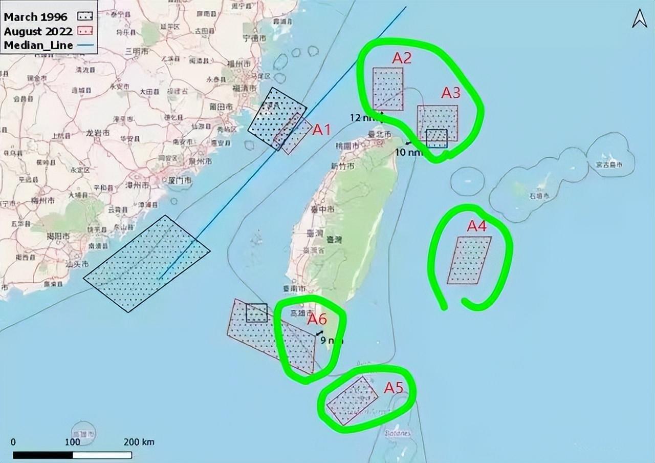 解放军三次台海行动示意图叠加，科技与战略融合的前沿展示
